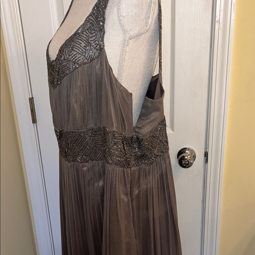 Adrianna Papell Silk Chiffon Beaded Midi Dress, Size 20W - Picture 4 of 12
